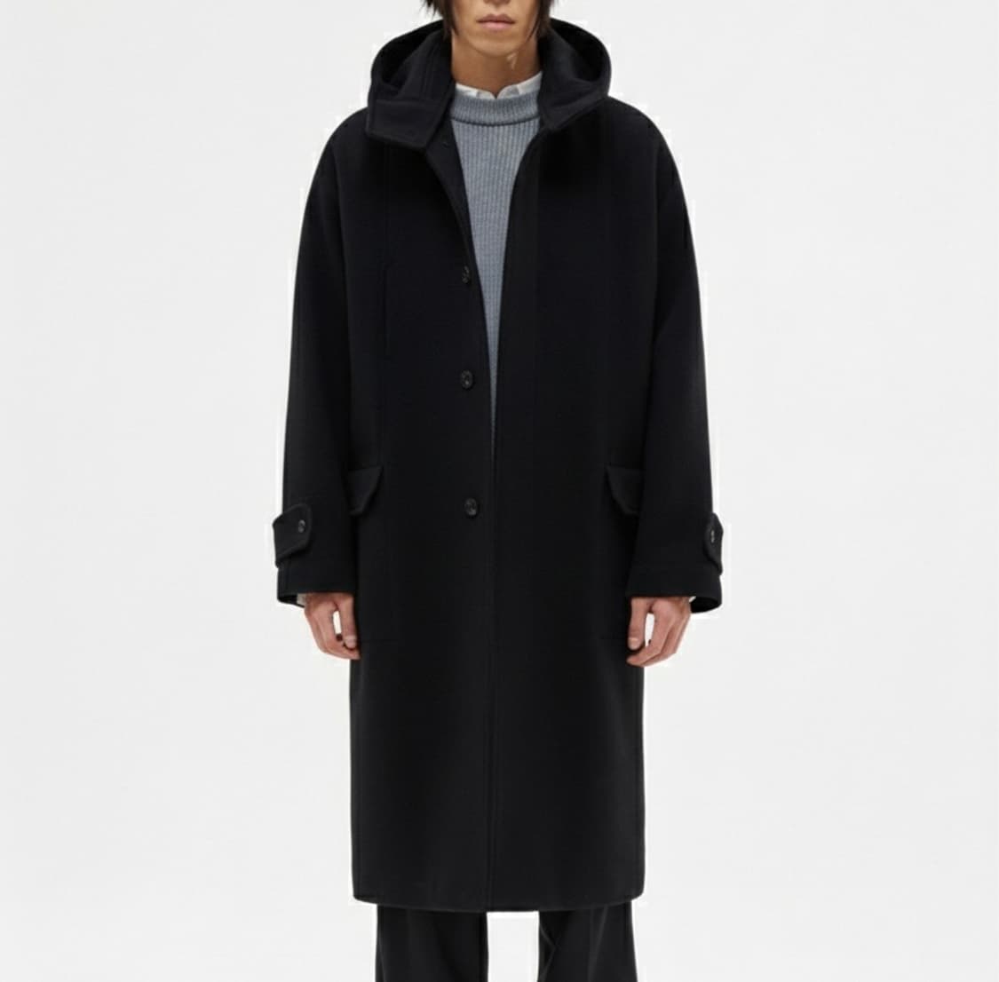 엘무드 후드코트 블랙 44사이즈 상품이미지1