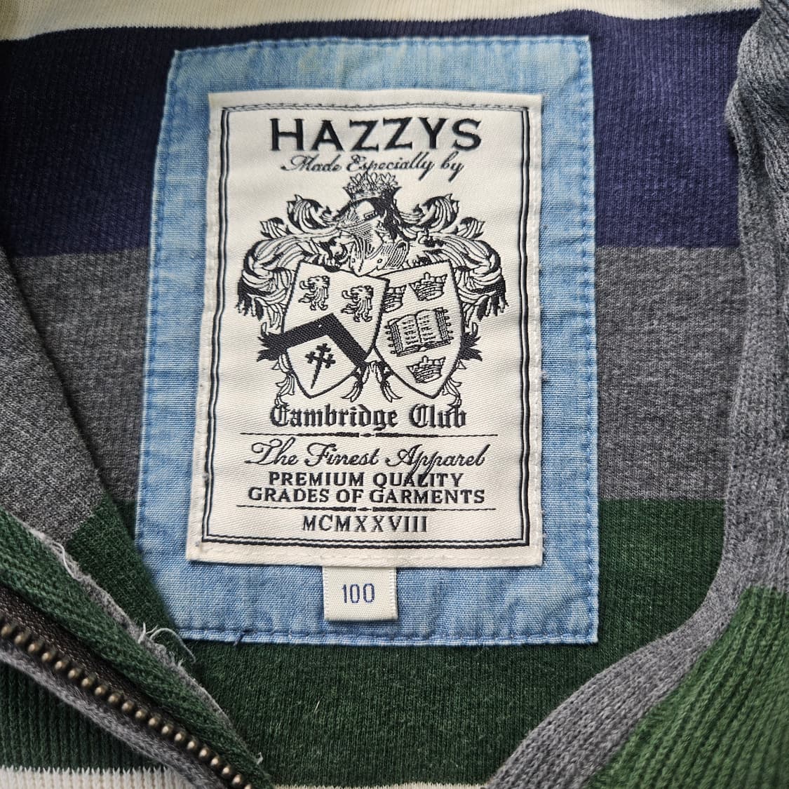 100 헤지스 스트라이프 하프 집업 니트 0327Y 상품이미지3