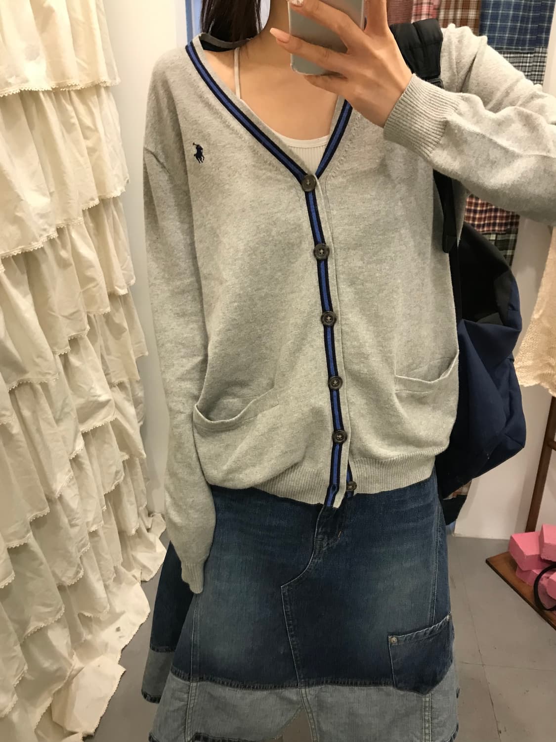폴로 그레이 라인포인트 가디건 상품이미지4