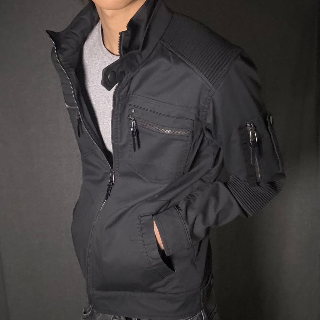 블랙 바이커 자켓 상품이미지5