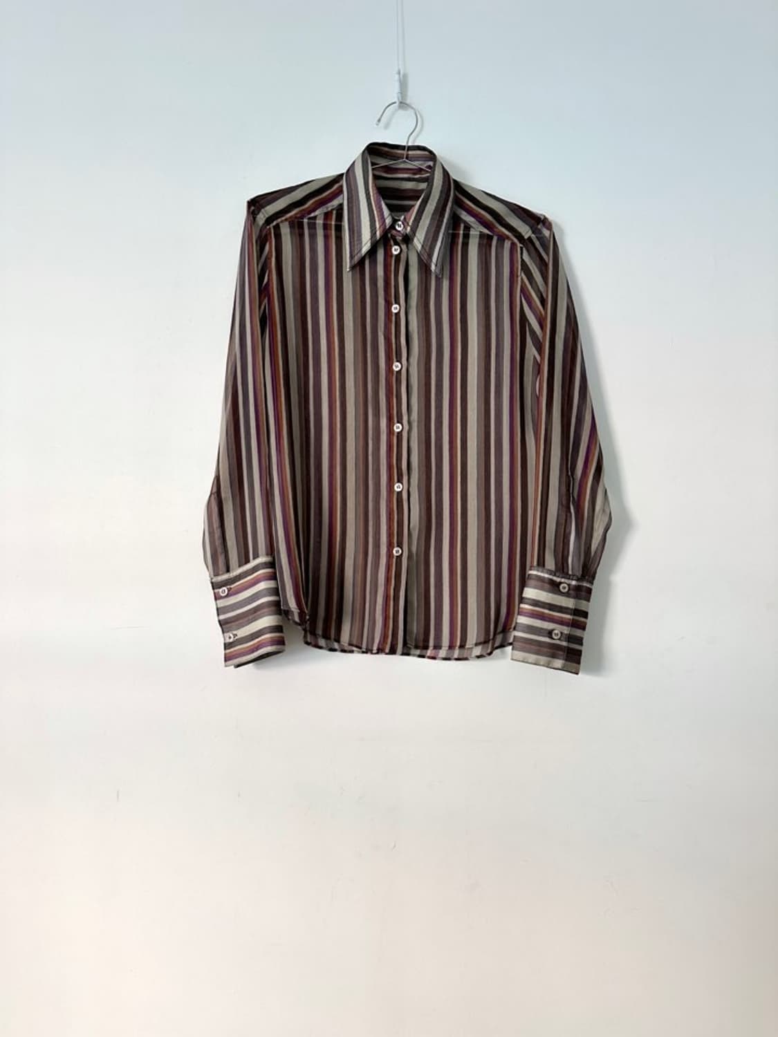 Sheer stripe shirt / purple & white  상품이미지2