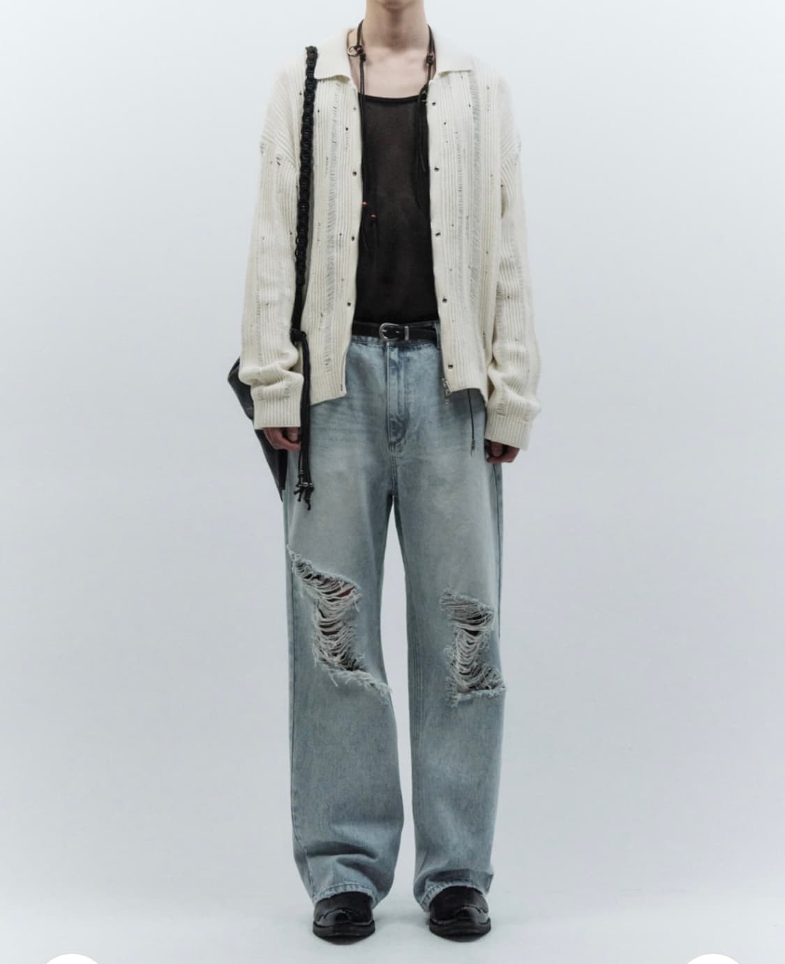 인사일런스 디스트레스드 칼라 카디건 IVORY L사이즈 상품이미지3