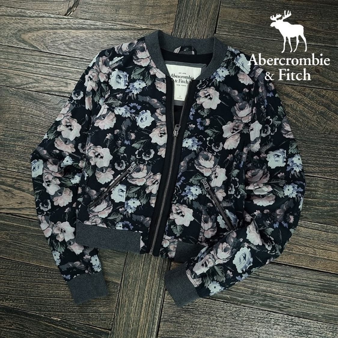 [아베크롬비] 플라워 패턴 크롭 블루종 자켓 M19274 상품이미지1