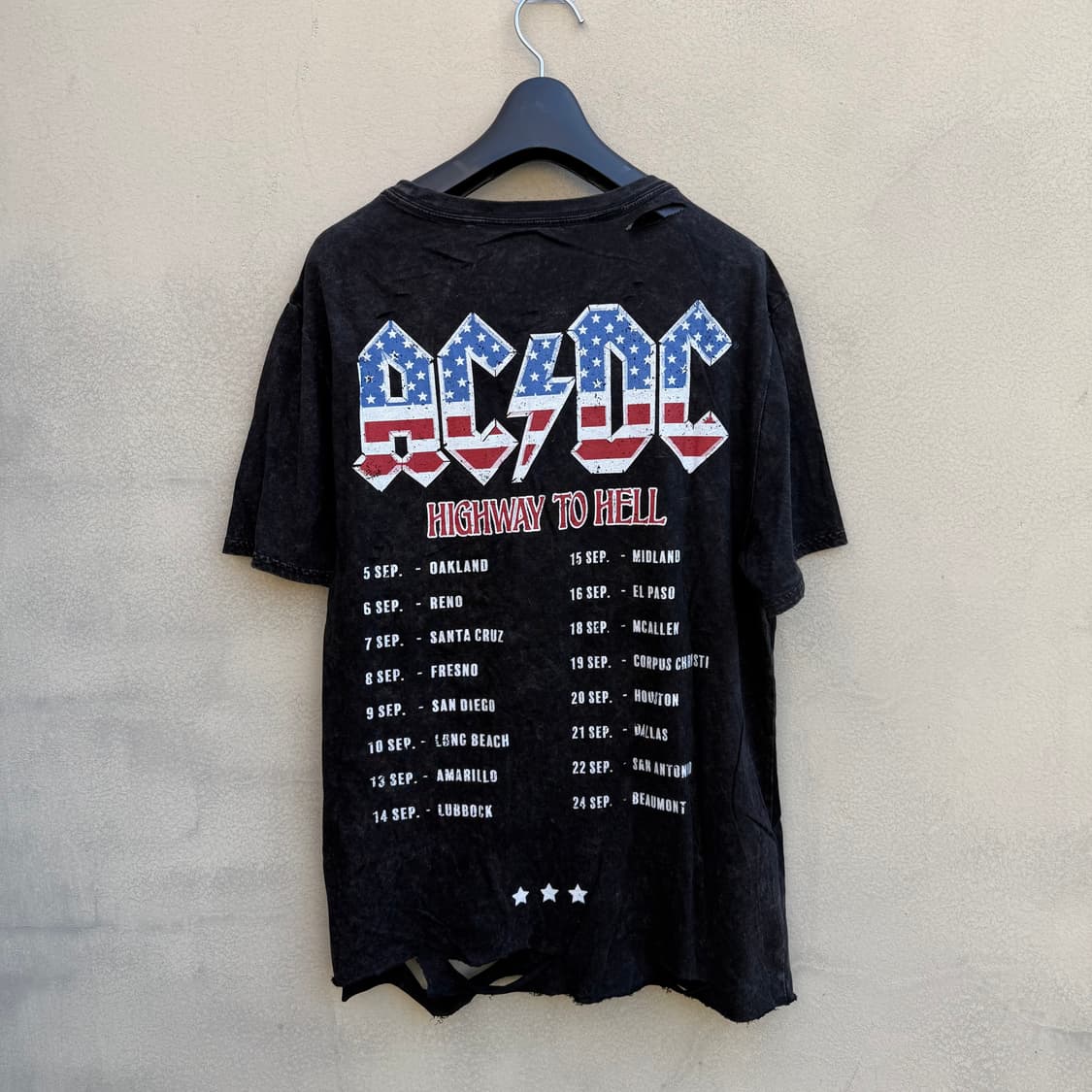 AC/DC 빈티지 투어 복각 디스트로이드 티셔츠  상품이미지7