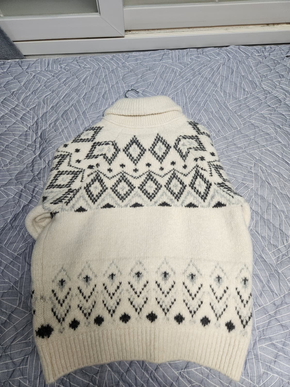 니티드 벌키 울 다이아몬드 집업 IVORY XL 상품이미지2