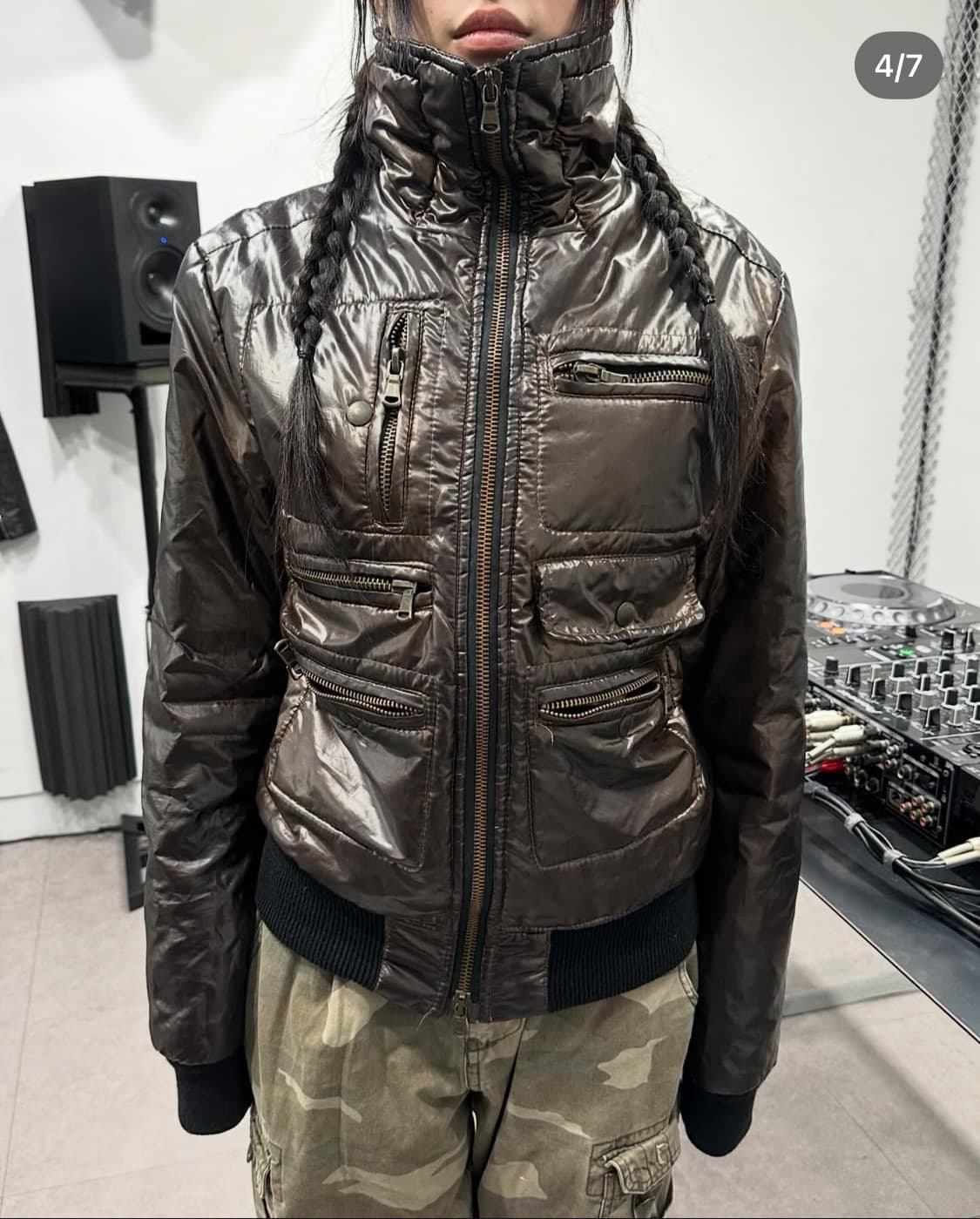 다크 브라운 글로시 패딩 상품이미지3