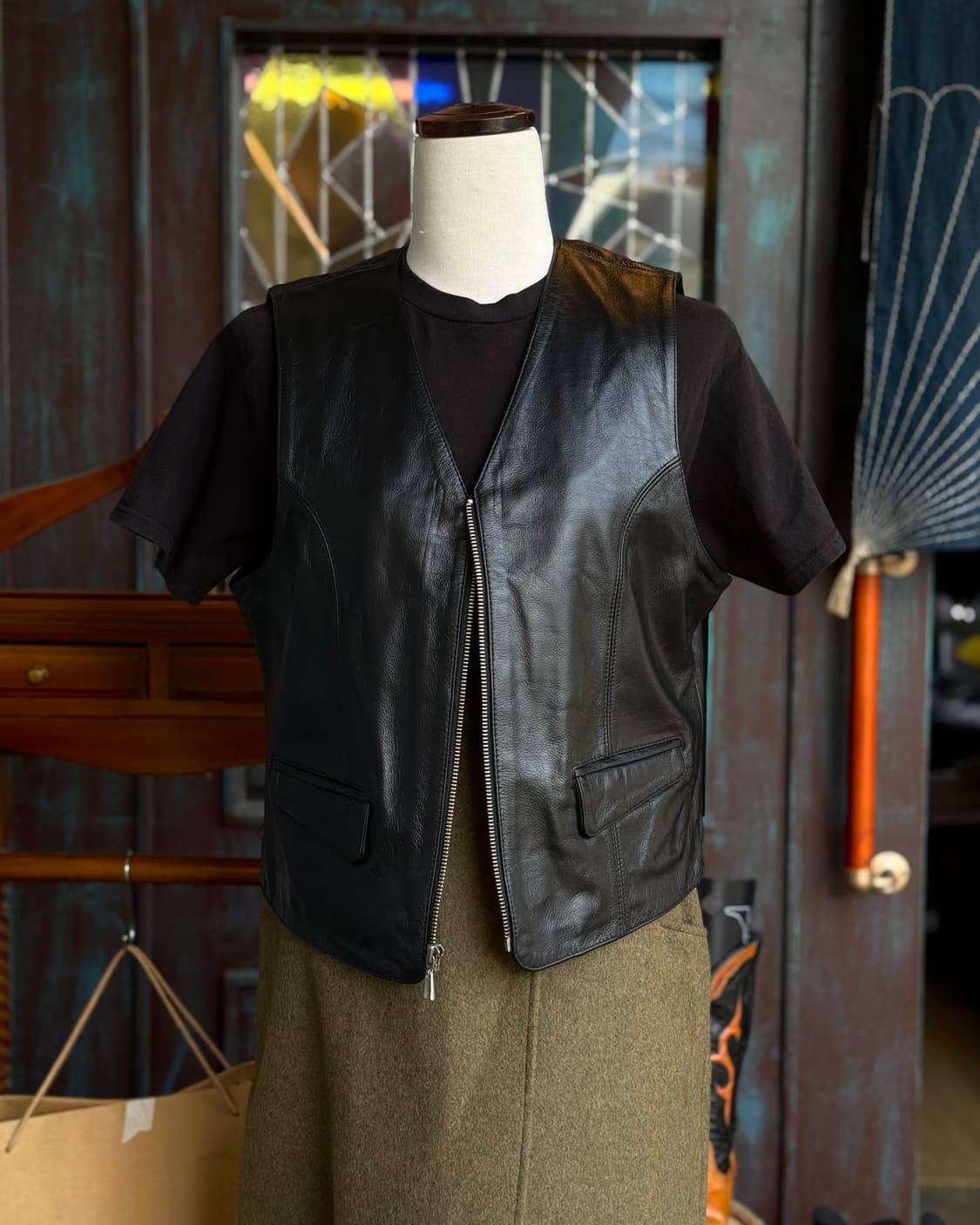 90-00‘s 아이웨이 카우하이드 베스트 XL 상품이미지7