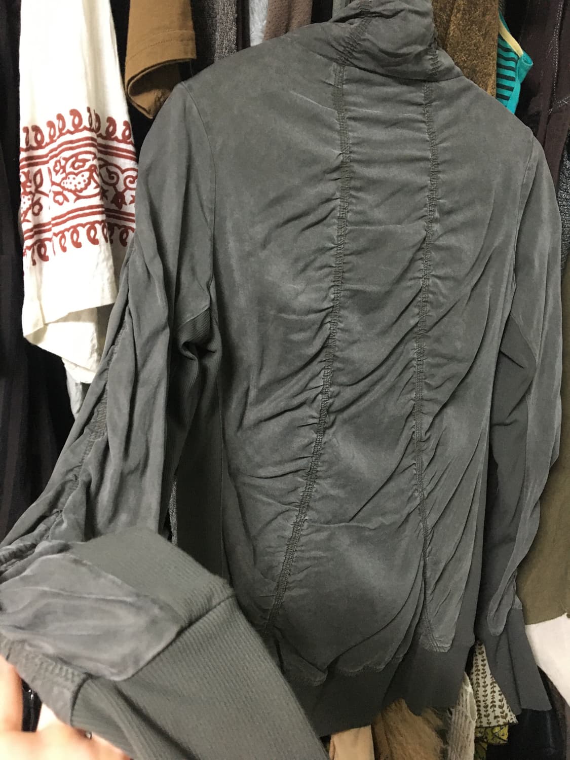 Khaki shirring zip up  상품이미지3