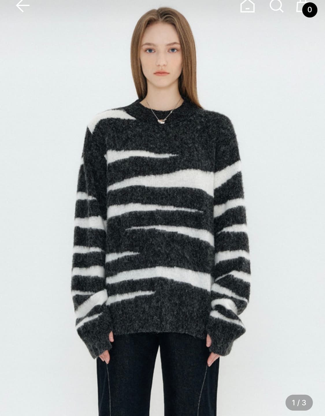 유즈 yuse 루즈핏 자카드 니트 그레이 상품이미지1