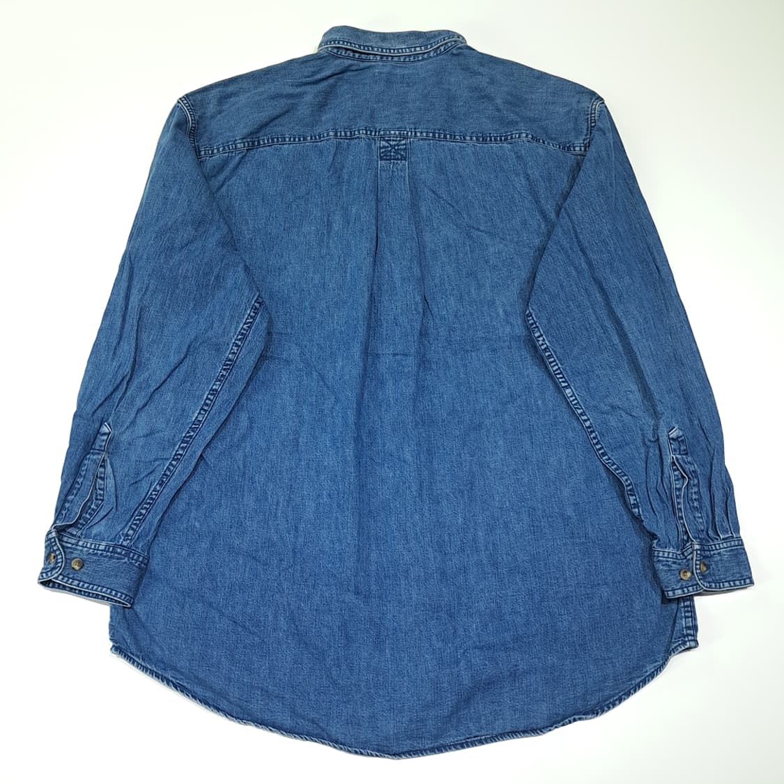 CL512 XL 엘엘빈 90s 코튼 버튼다운 인디고 블루 데님셔츠 남방 상품이미지5