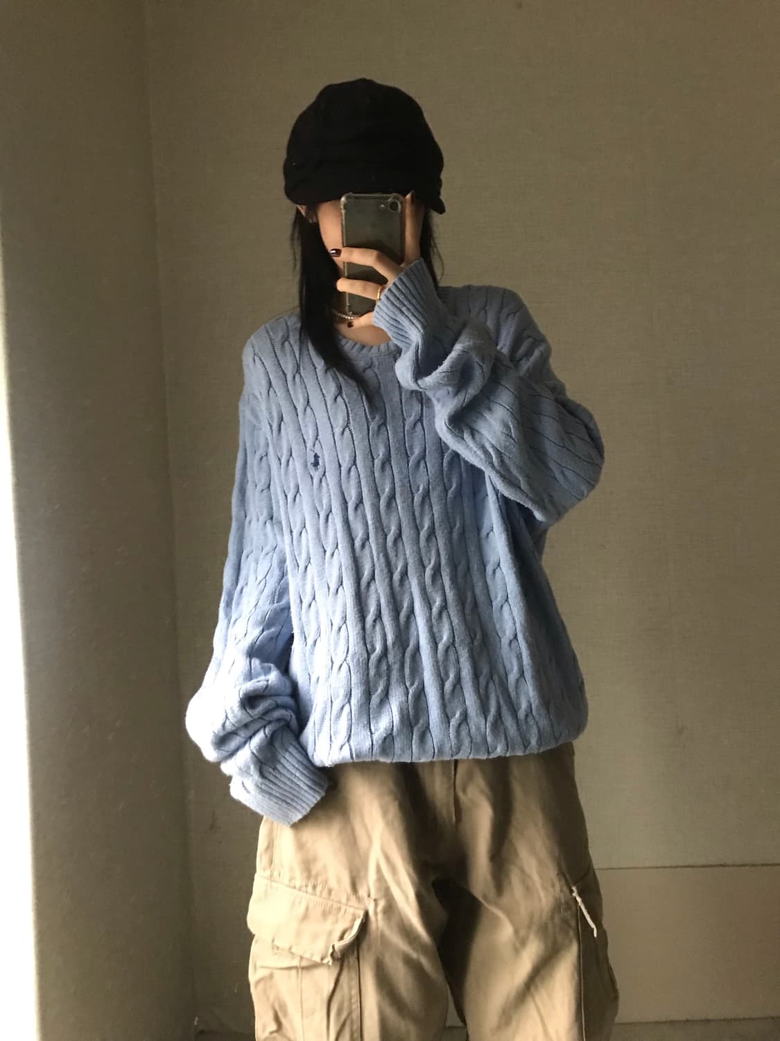 폴로 연하늘 케이블 니트 상품이미지1