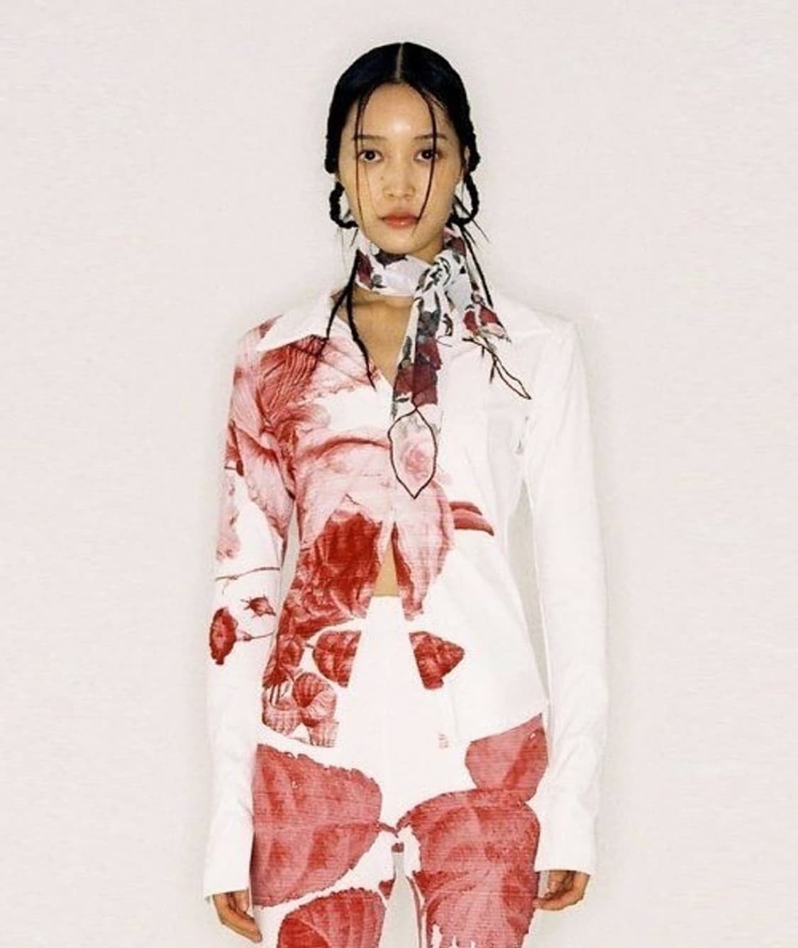 나체 하프 톤 져지 셔츠 블라우스 상품이미지1