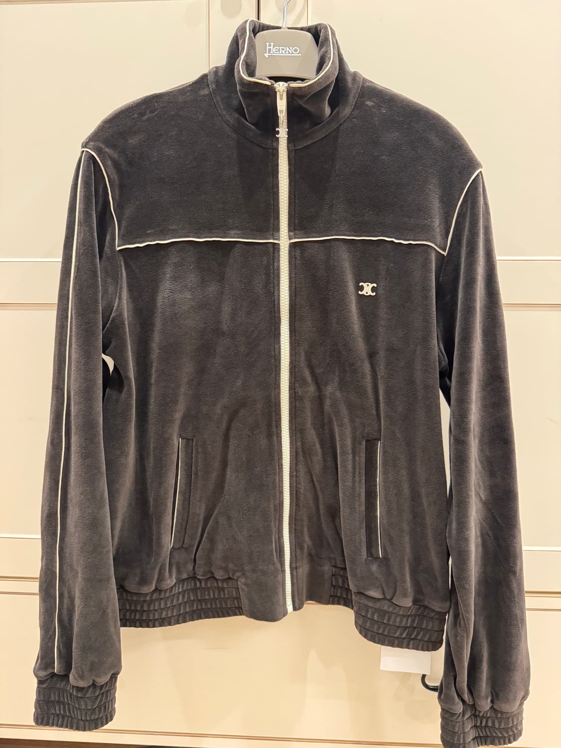 셀린느 트리옹프 트랙수트 재킷 브라운 벨벳저지 M 택달린제품 상품이미지3