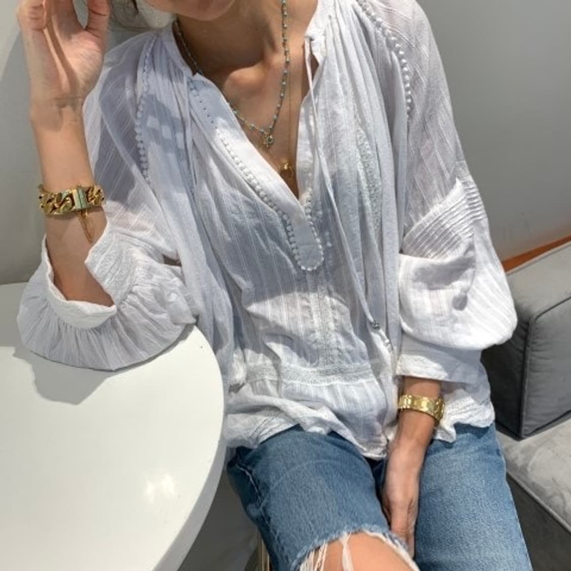 소윰 원석 비즈 목걸이(터키석) 상품이미지5