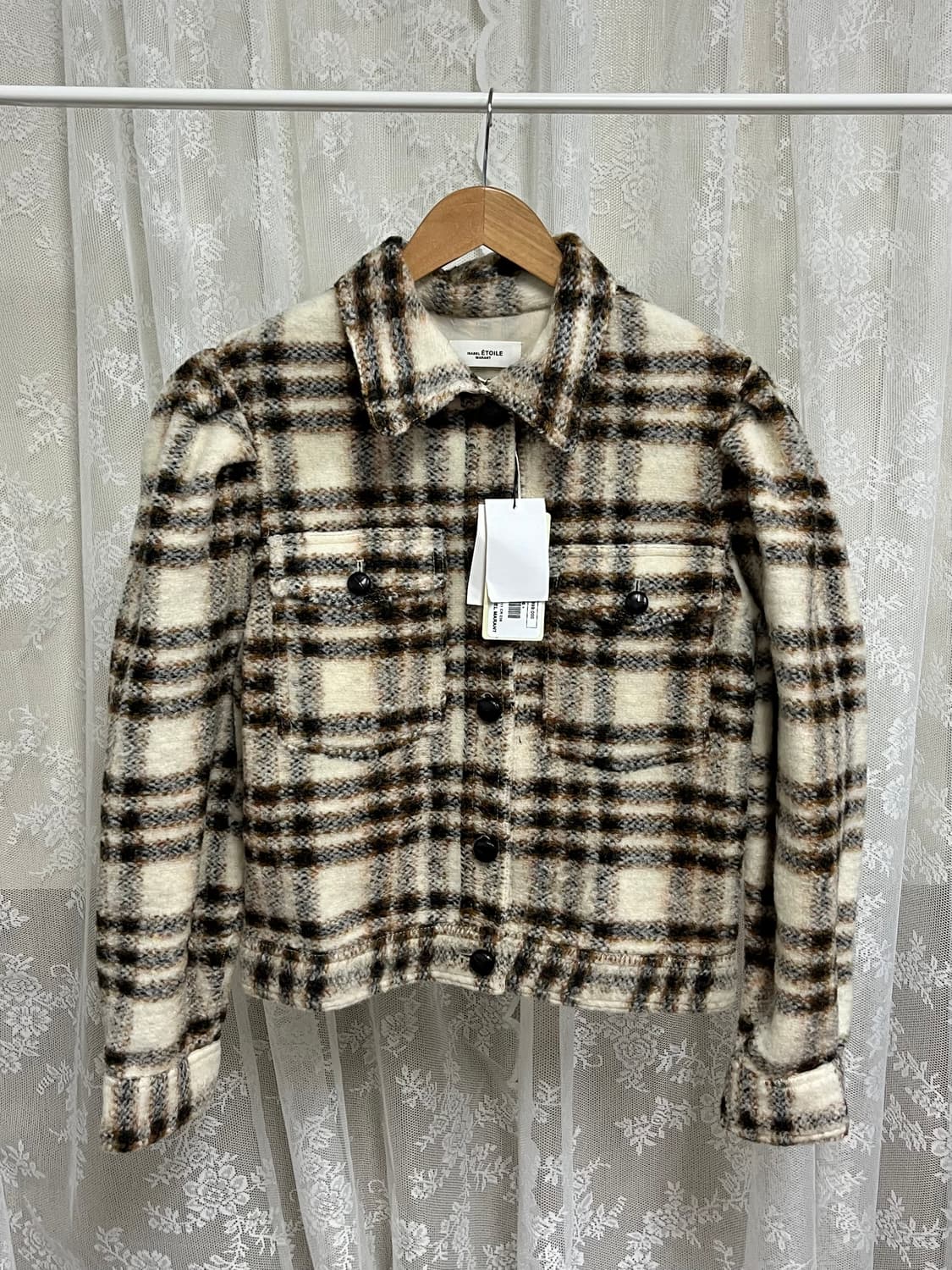 36) 새상품 22FW 이자벨마랑 에투왈 체크 패턴 울 자켓 상품이미지1