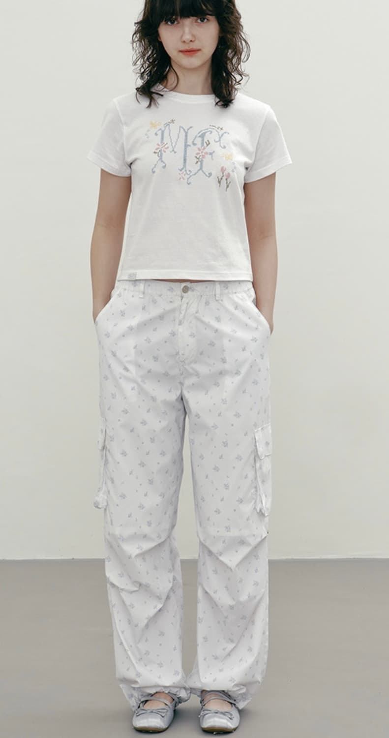 마가린핑거스 플라워 카고 팬츠 (화이트) 상품이미지1