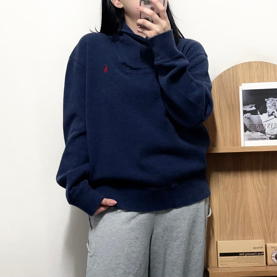 [정품] 폴로 네이비 / 레드포니 숄더 니트 [ L ] 상품이미지1