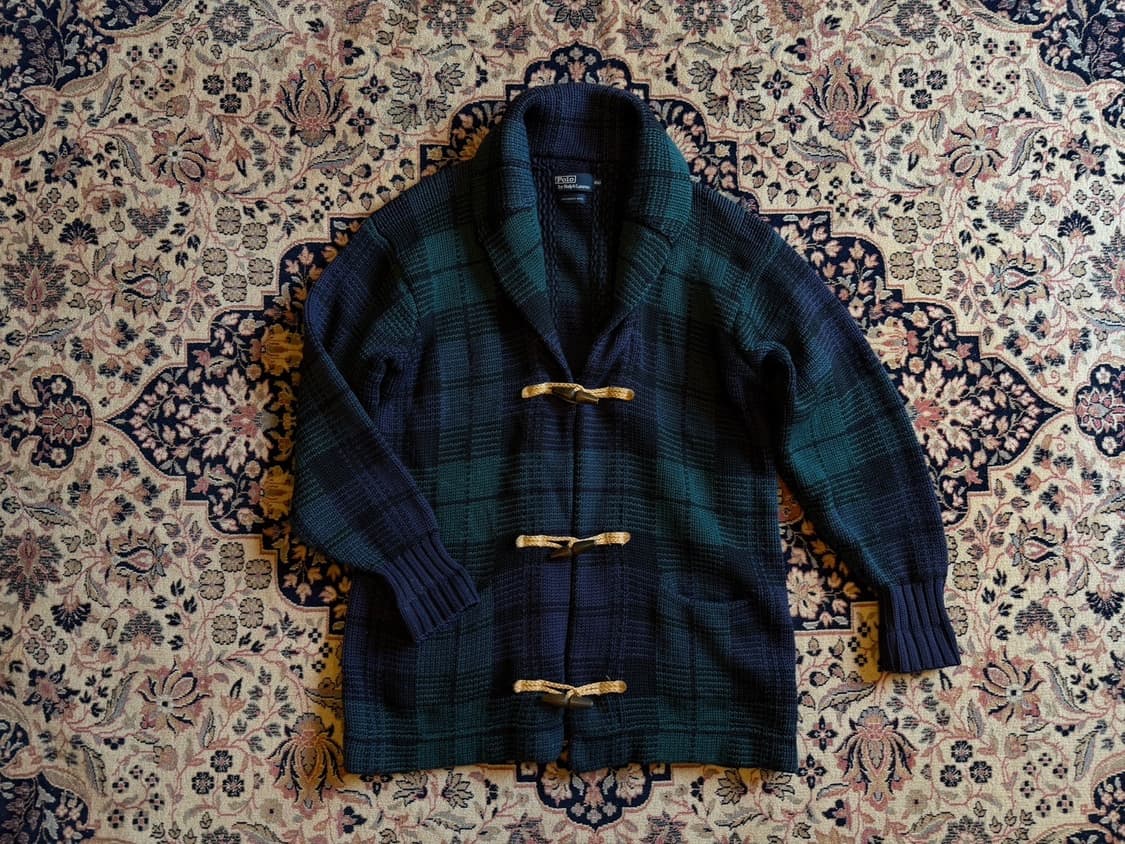 폴로 랄프로렌 블랙와치 숄칼라 가디건 100~105 상품이미지3