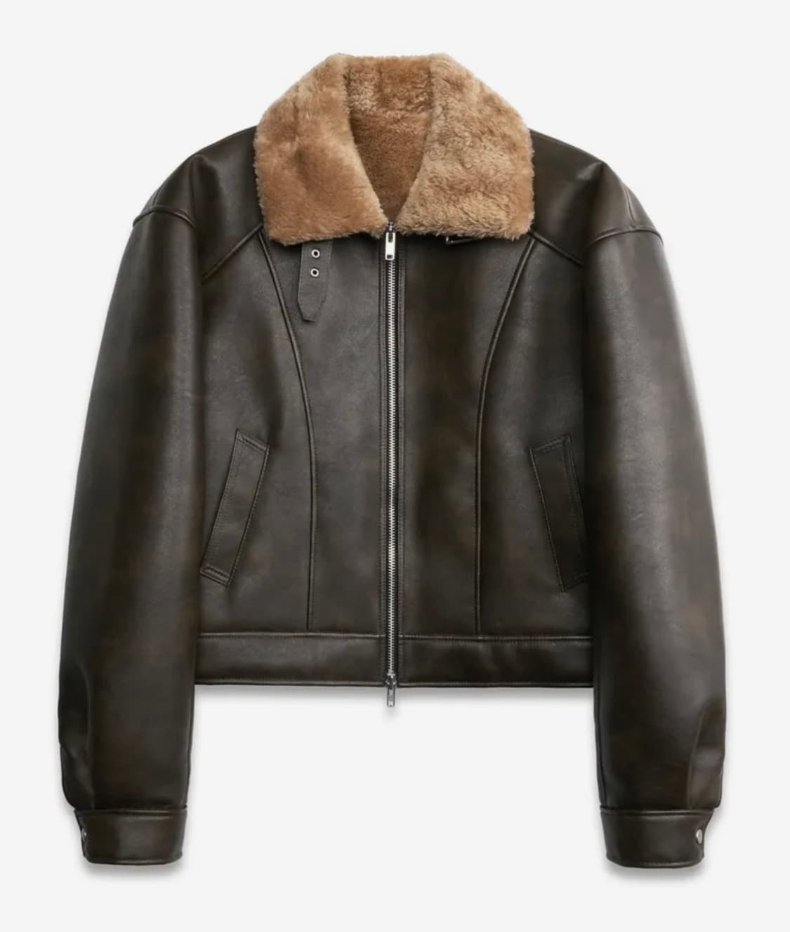 도프제이슨 콘트라스트 무톤 무스탕 자켓 카키브라운 XL 상품이미지1