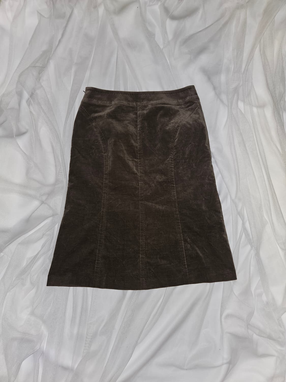 vingt trois 시나몬브라운 앙고라 벨벳 스커트 상품이미지1