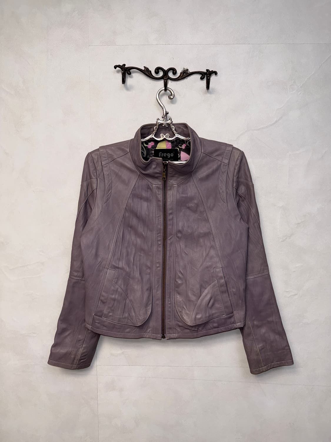 Lavender lamb skin zipup jacket  상품이미지1