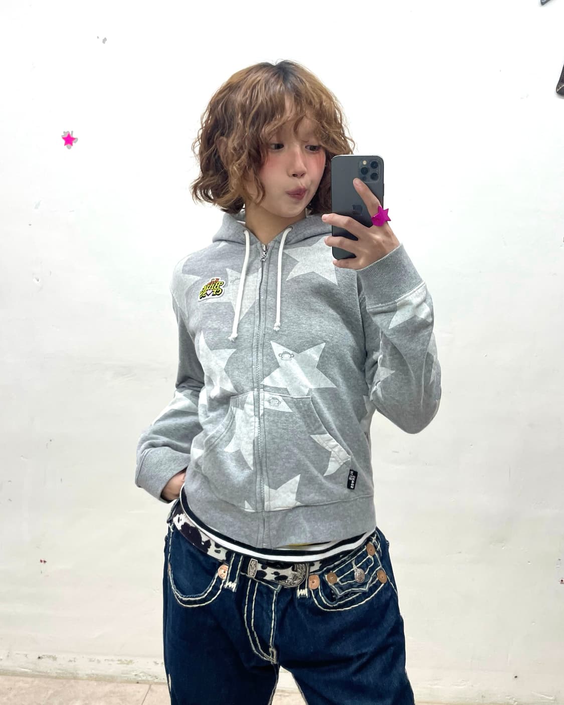 Monkey Star Gray Hooded Zip-Up  상품이미지1