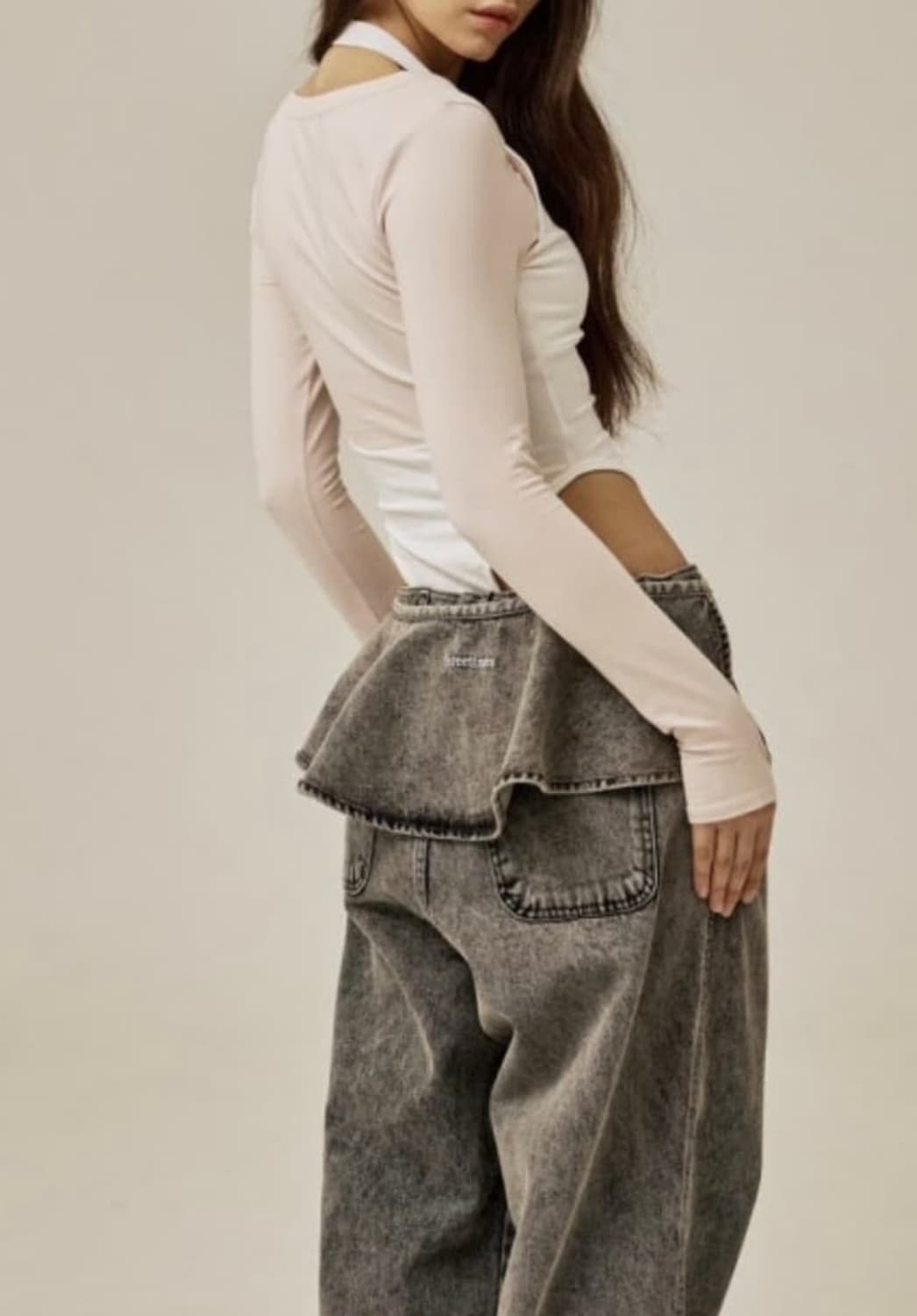 ruffle baggy jeans gray 상품이미지1