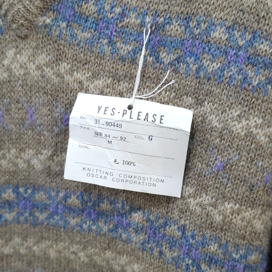 JAPAN 빈티지 YES PLEASE 브이넥 니트 스웨터- M 상품이미지3