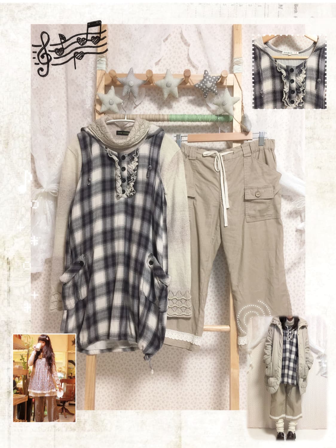 빈티지 퍼플그레이 체크 나시원피스 상품이미지1