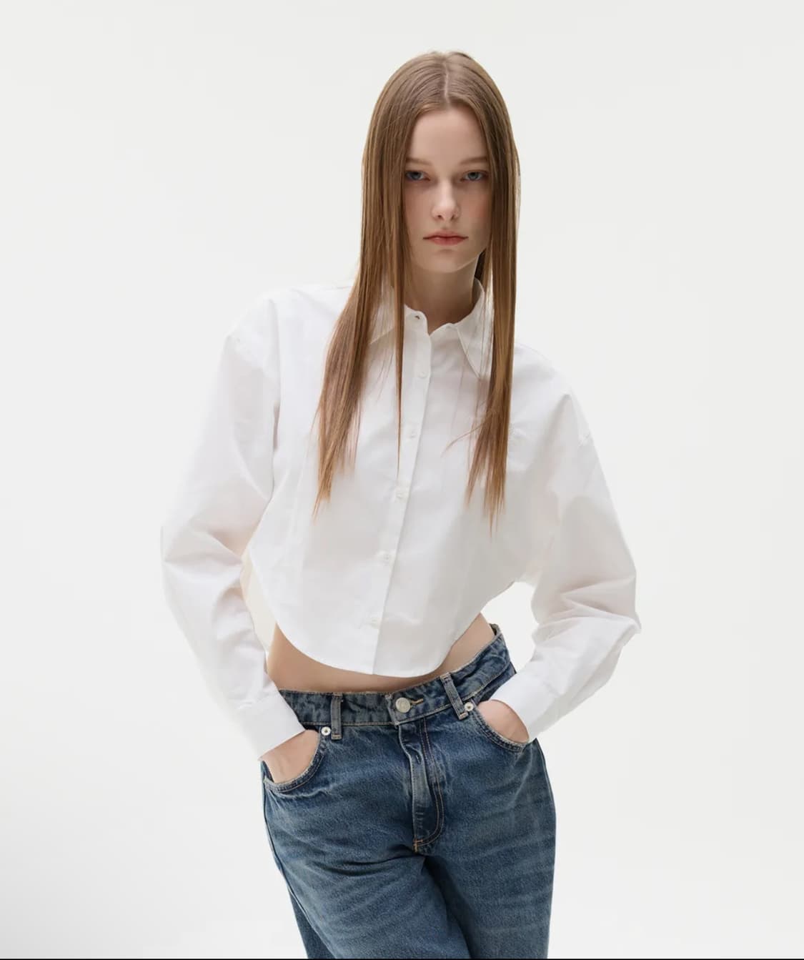 라티젠 블루 크롭 셔츠 LK CROP SHIRT WHITE 상품이미지1