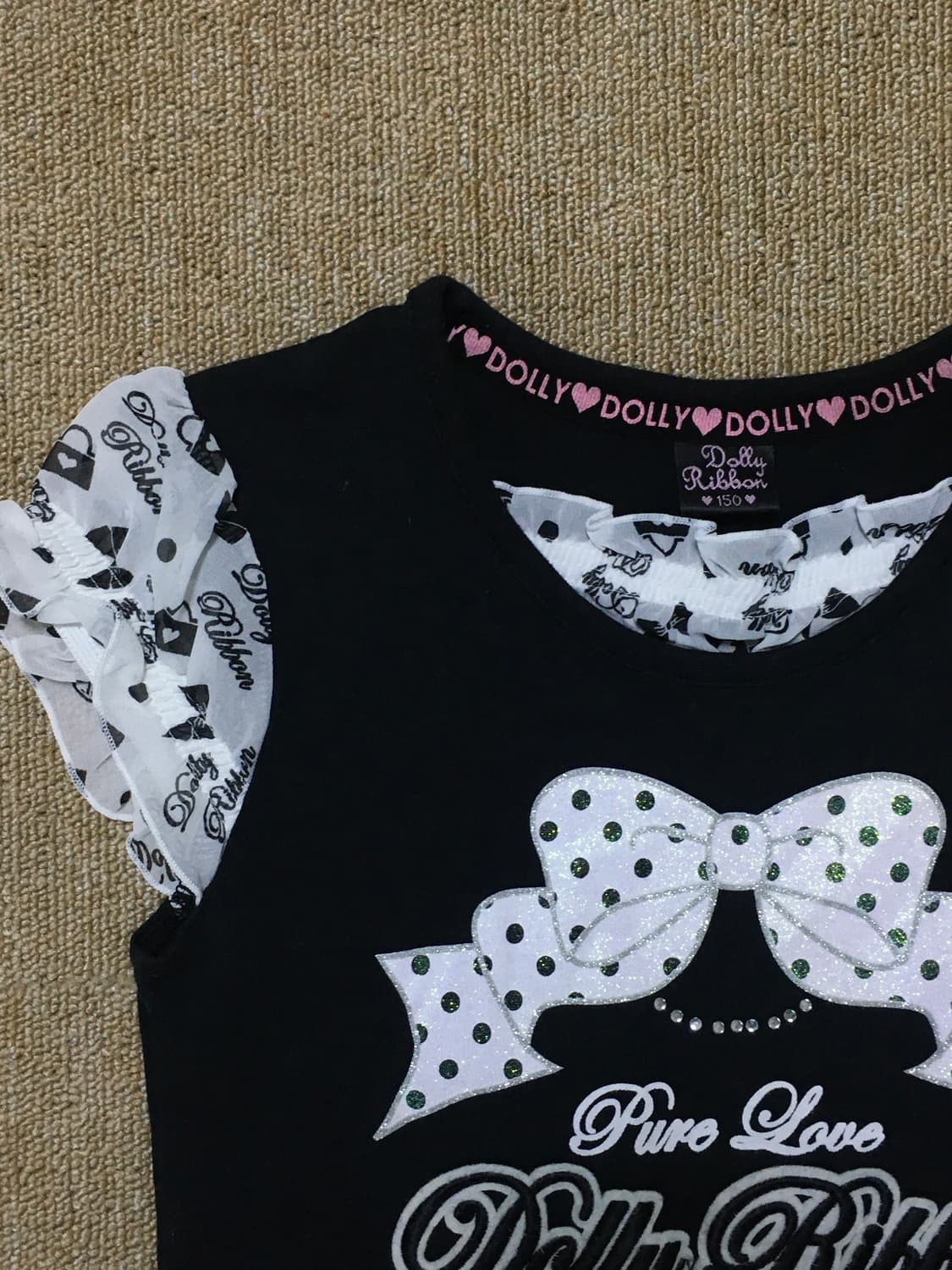 Dolly ribbon y2k 펑투케 지뢰계st 블랙리본탑 상품이미지3