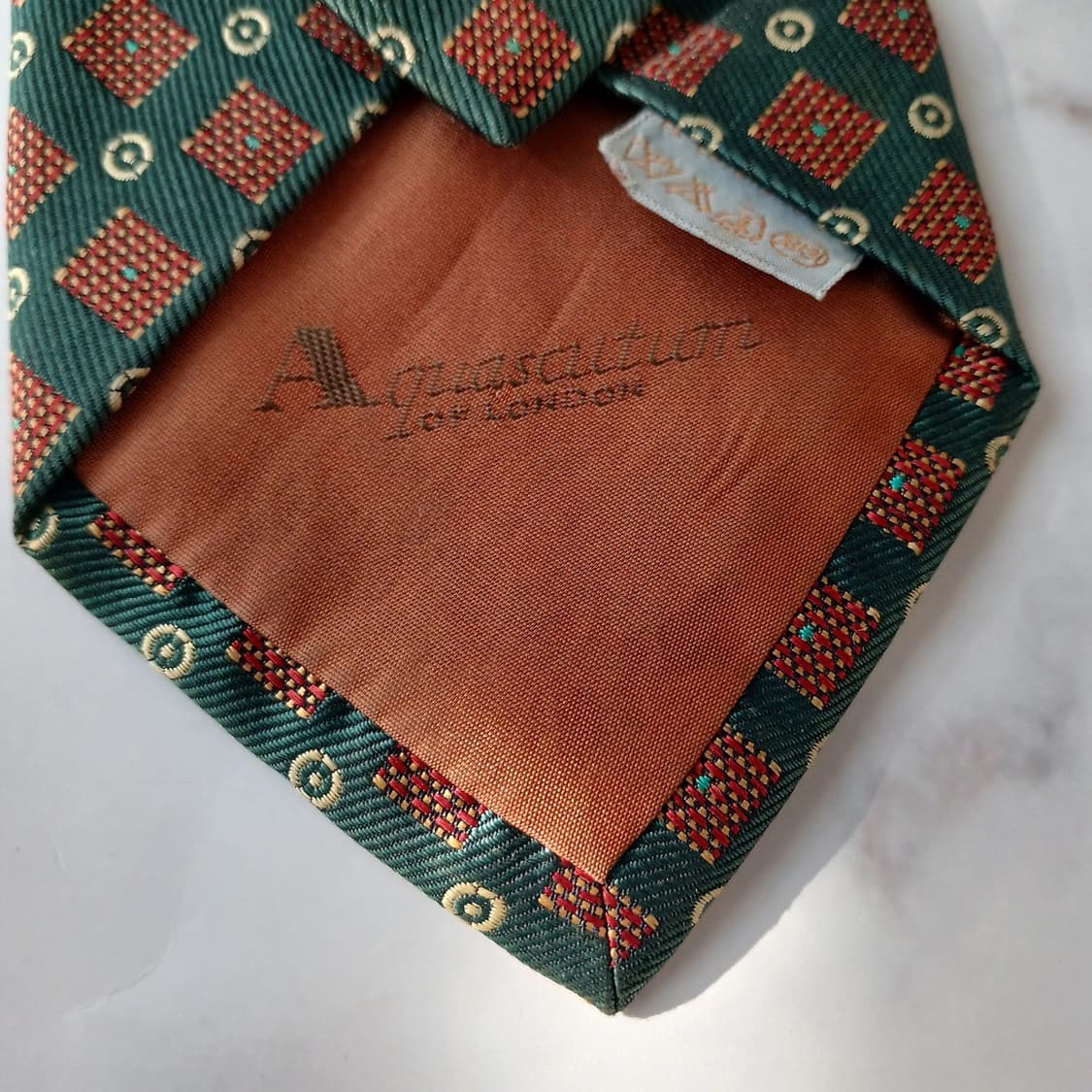 아쿠아스큐텀 실크 옐로&그린 다이아 넥타이 9.3cm A등급 A18919 상품이미지10