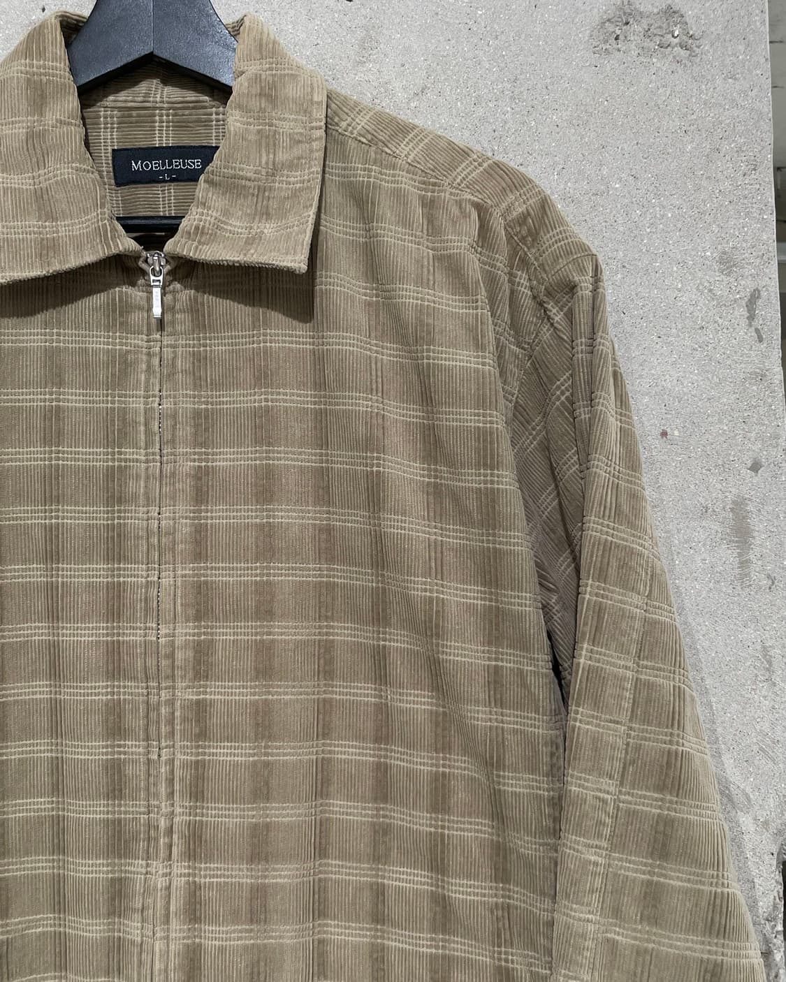 moelleuse 베이지 코듀로이 체크 집업 자켓 상품이미지3