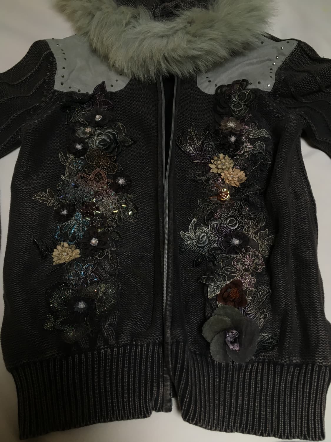 플라워 퍼 후드집업 상품이미지3