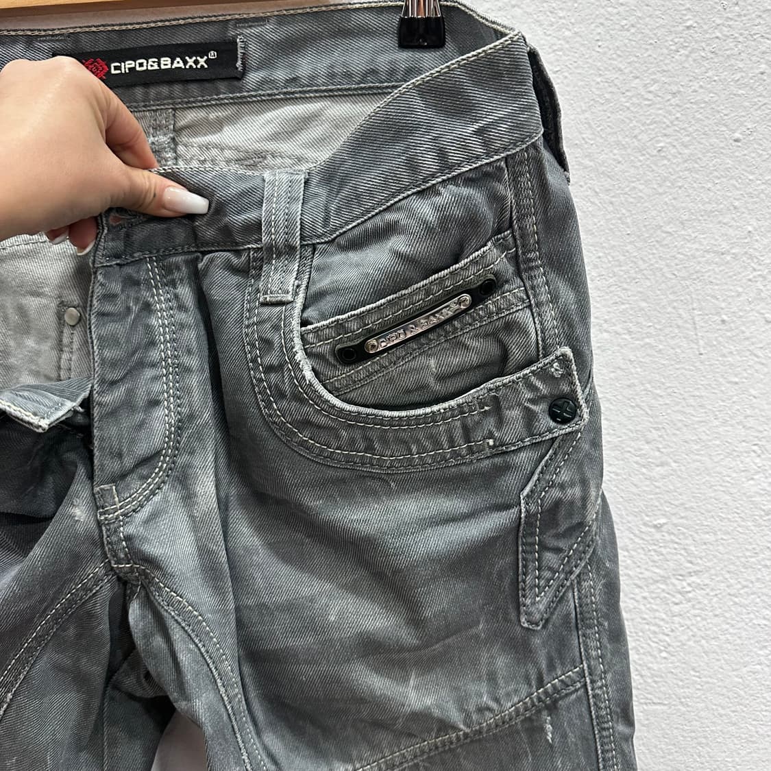 Cipo&Baxx y2k 그레이 워시드 데님 팬츠36 상품이미지7