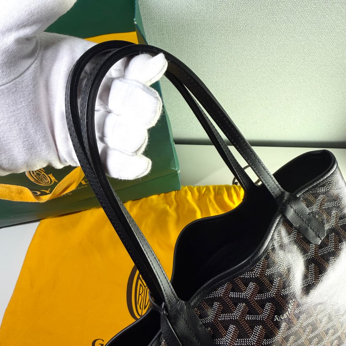 {풀구성} 고야드 미니앙주 블랙 카프 스킨 고야딘 캔버스 토트백 상품이미지4