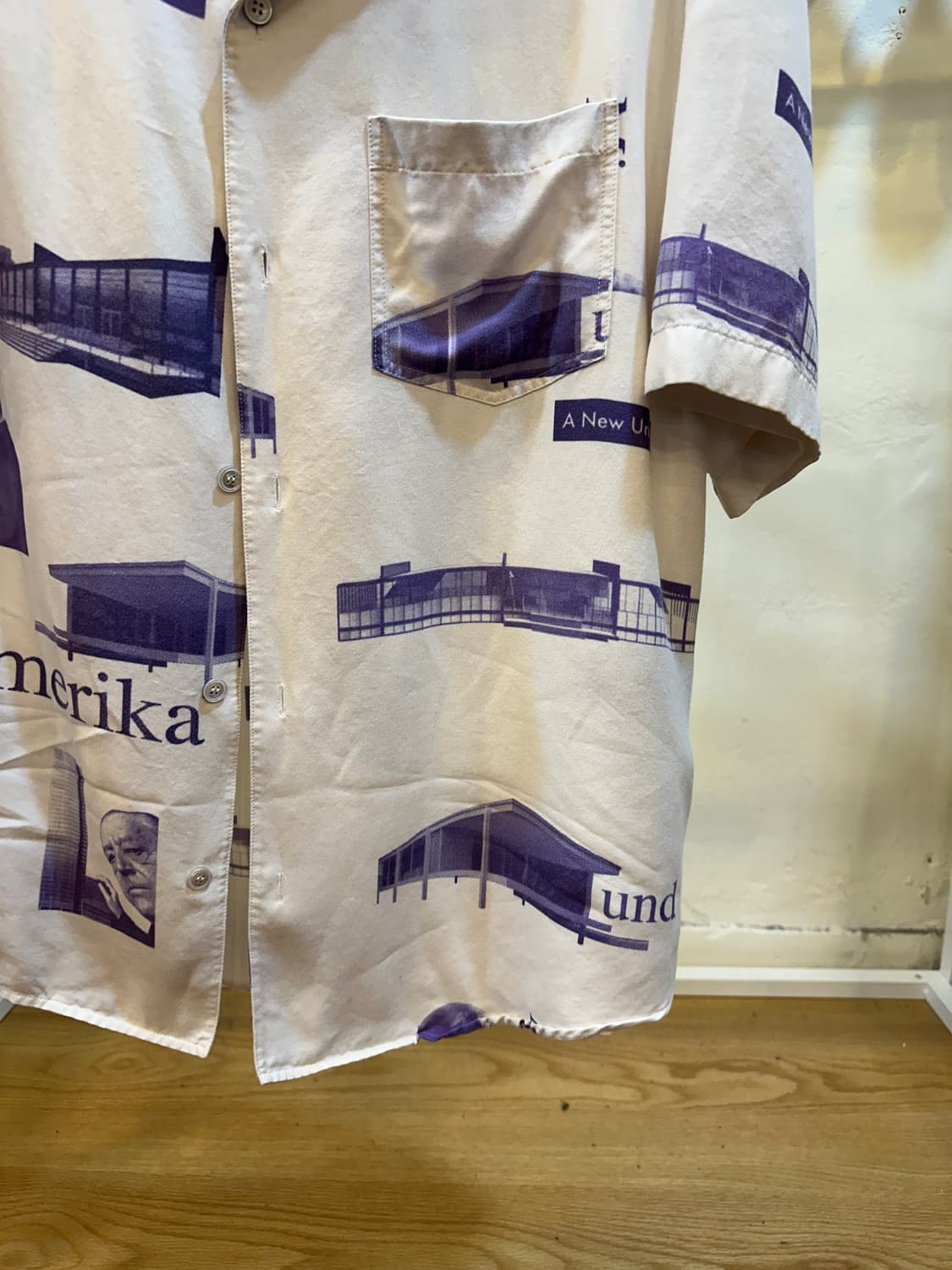 솔리드 옴므 그래픽 프린트 오픈카라 셔츠 상품이미지4