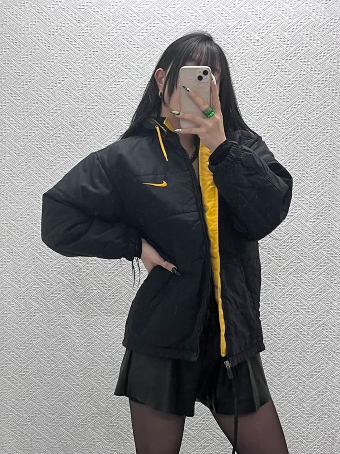 나이키 올드스쿨 레트로 옐로우 후드 패딩 점퍼 L C08681 상품이미지1