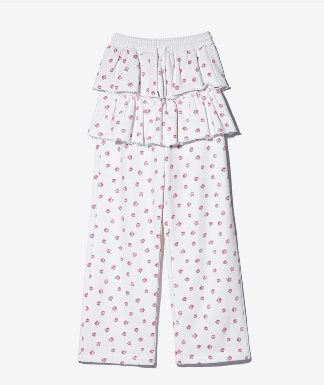 FLOWER PATTERN LAYERD SKIRT PANTS WHITE 상품이미지1