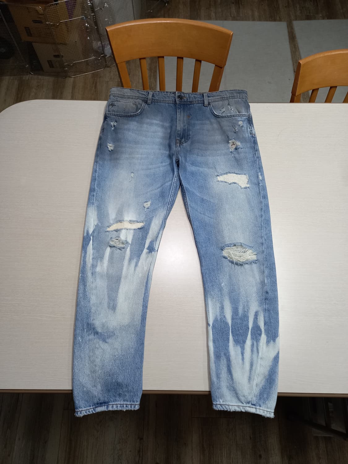 36 ZARAMAN 데미지워싱 상하스판 슬림일자진 36-431 상품이미지1