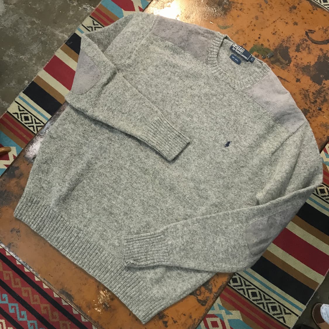 폴로랄프로렌 그레이 스웨이드 패치 스웨터 남성 105 110  상품이미지2