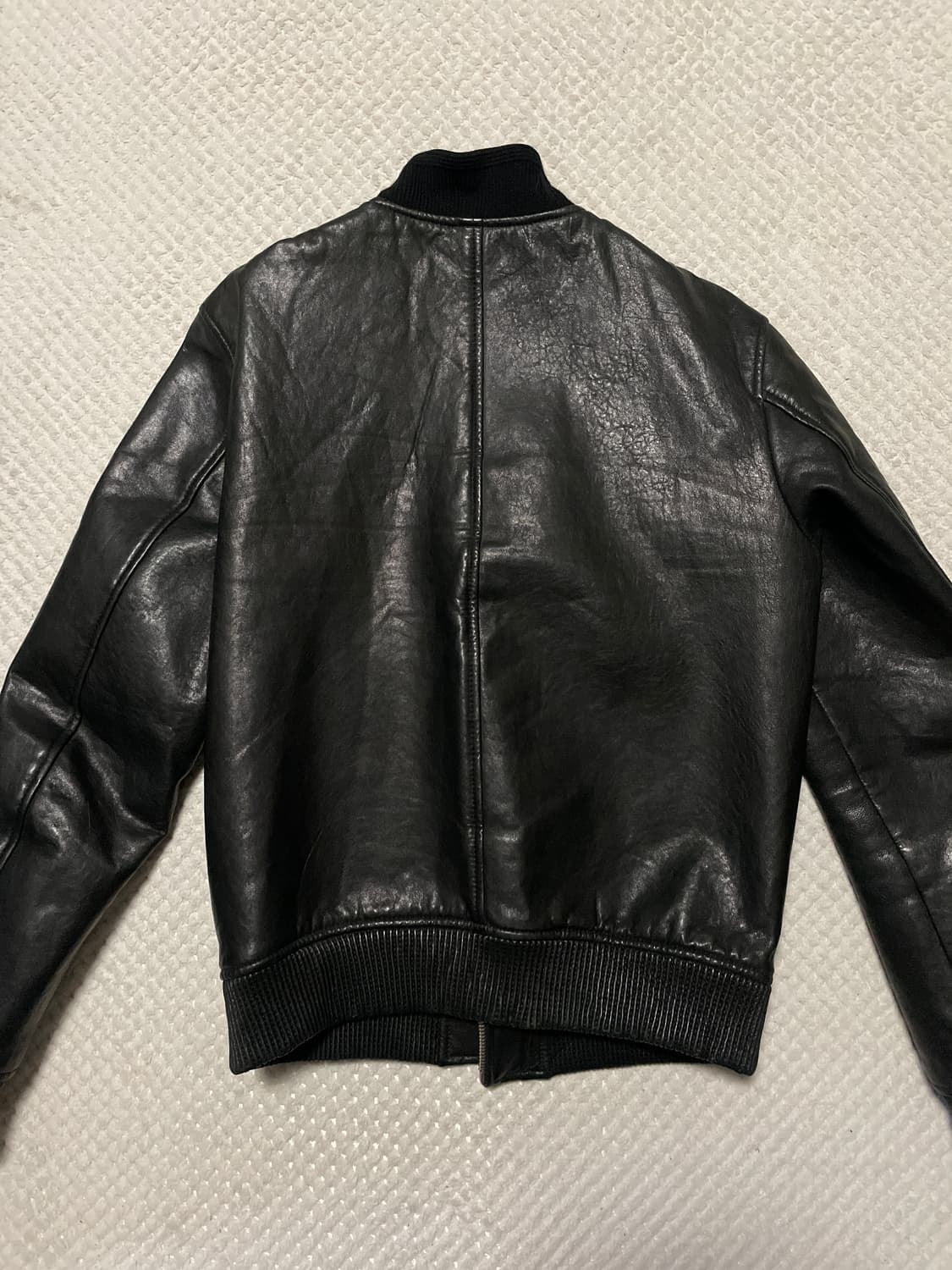 웨스턴 무드 램스킨 양가죽 2중 지퍼 디테일 레더 블루종 자켓 상품이미지3