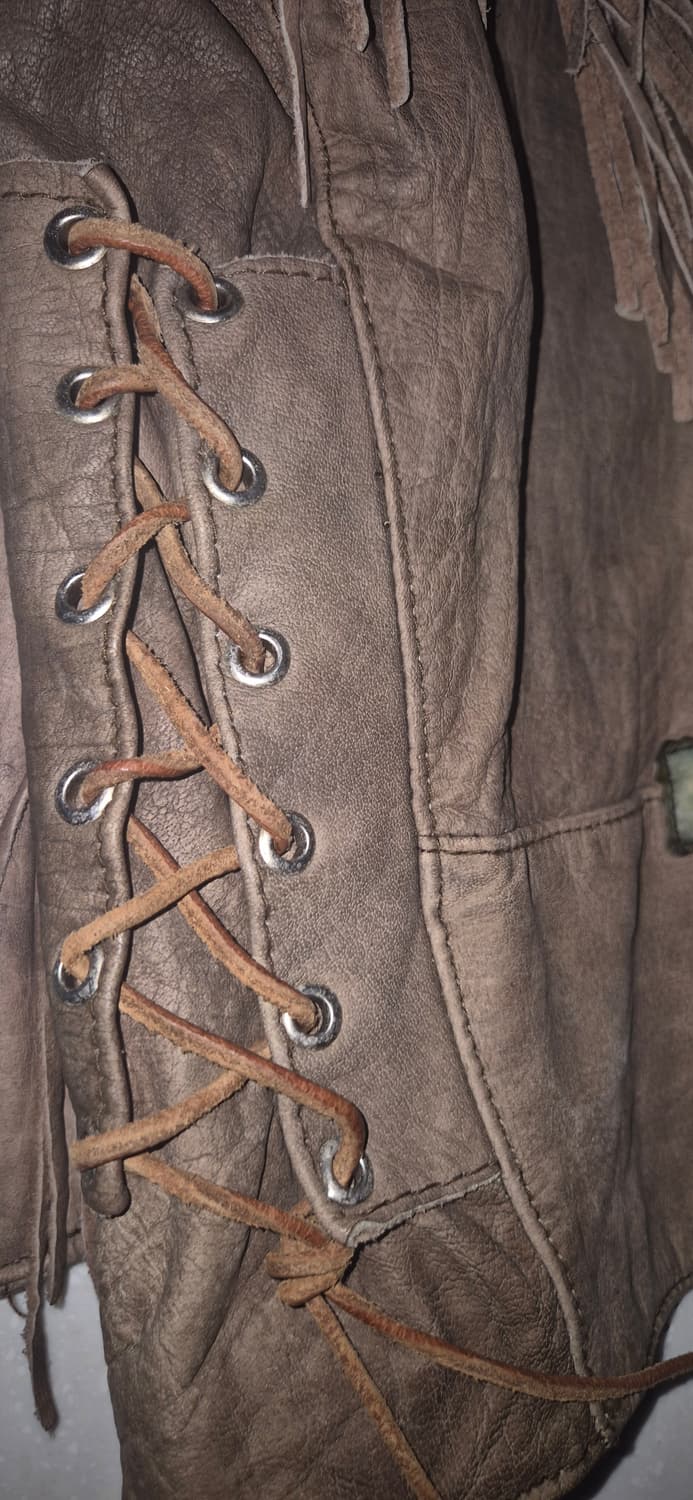 프린지,테슬 디테일 웨스턴 빈티지 레더재킷 상품이미지4