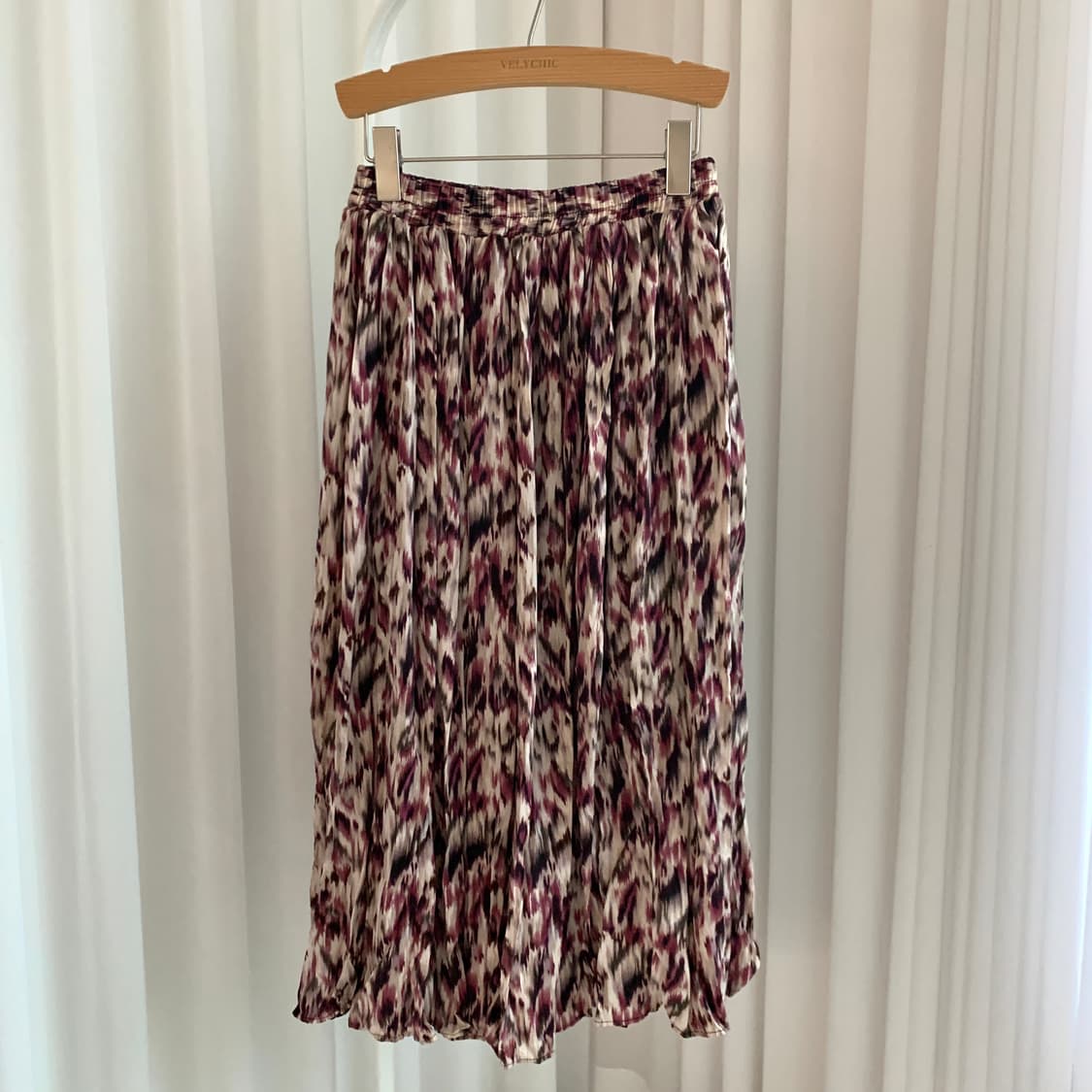 빈티지 이자벨마랑 스타일 핑크 레오파드 패턴 플리츠 롱스커트 상품이미지7