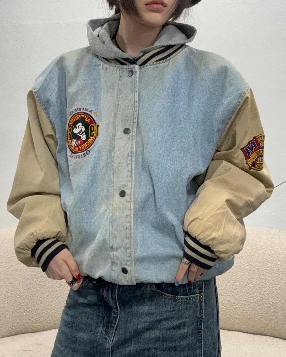 80s 올드스쿨 디즈니 데님 스타디움 바시티 jk 상품이미지3