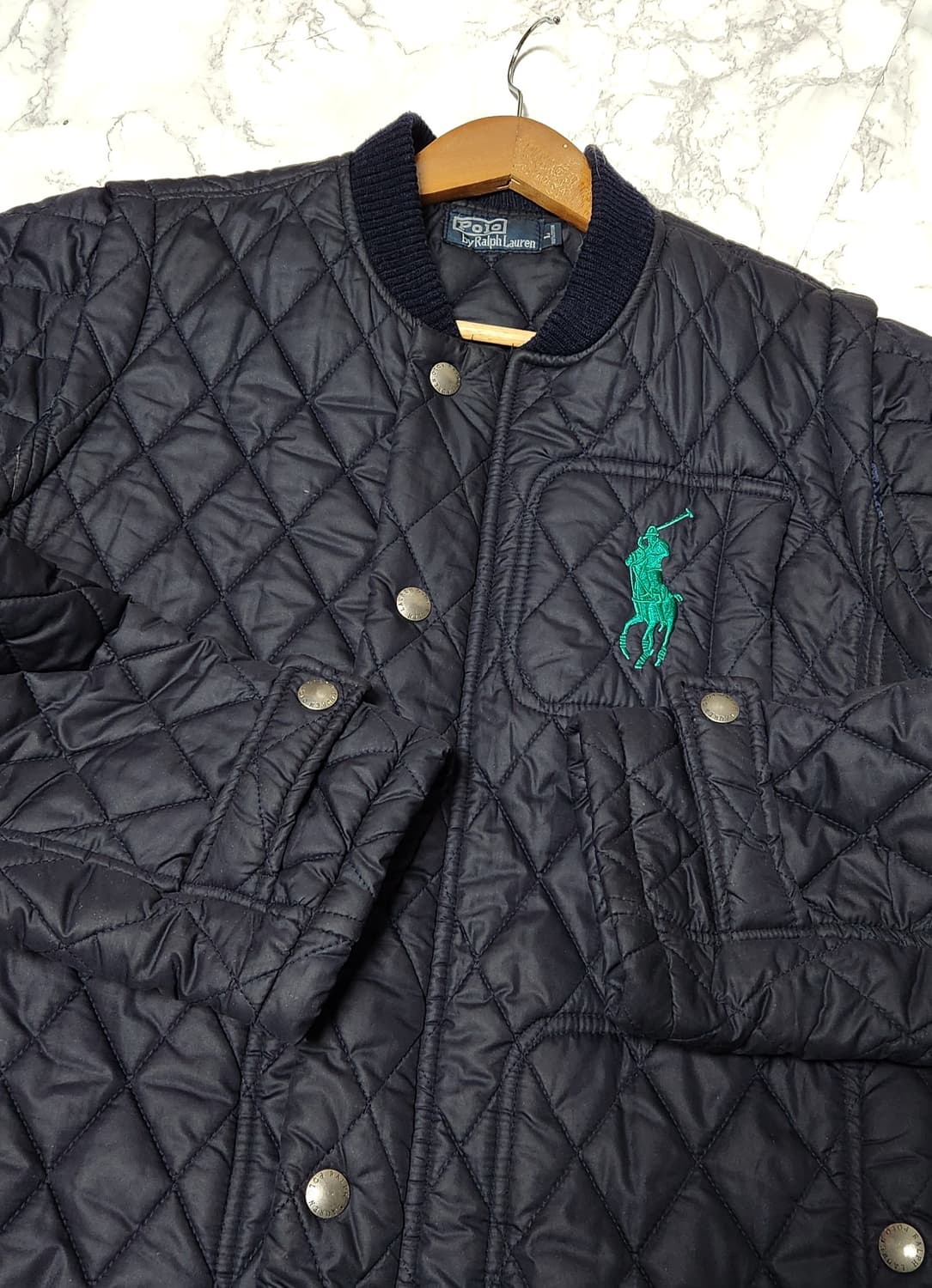 폴로 랄프로렌 빅포니 그린x딥네이비 퀄팅 자켓 상품이미지5