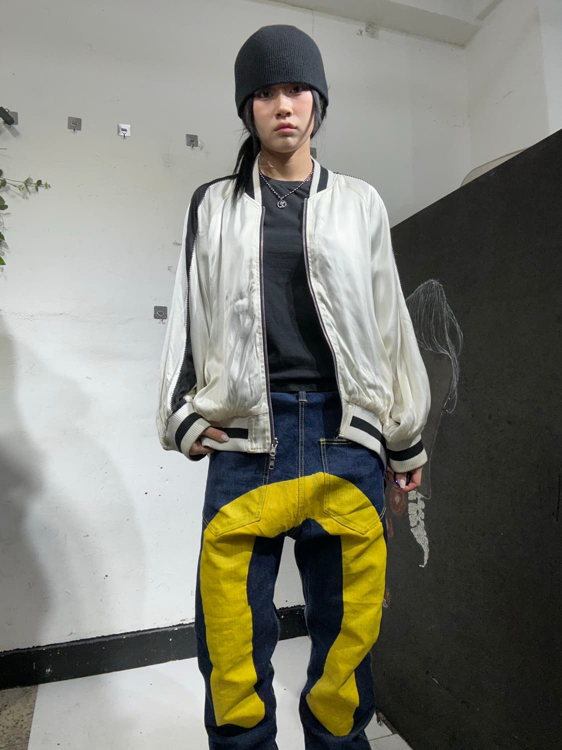 일본빈티지 대장급 화이트 호랑이 용 자수 오버핏 스카잔  L 상품이미지3