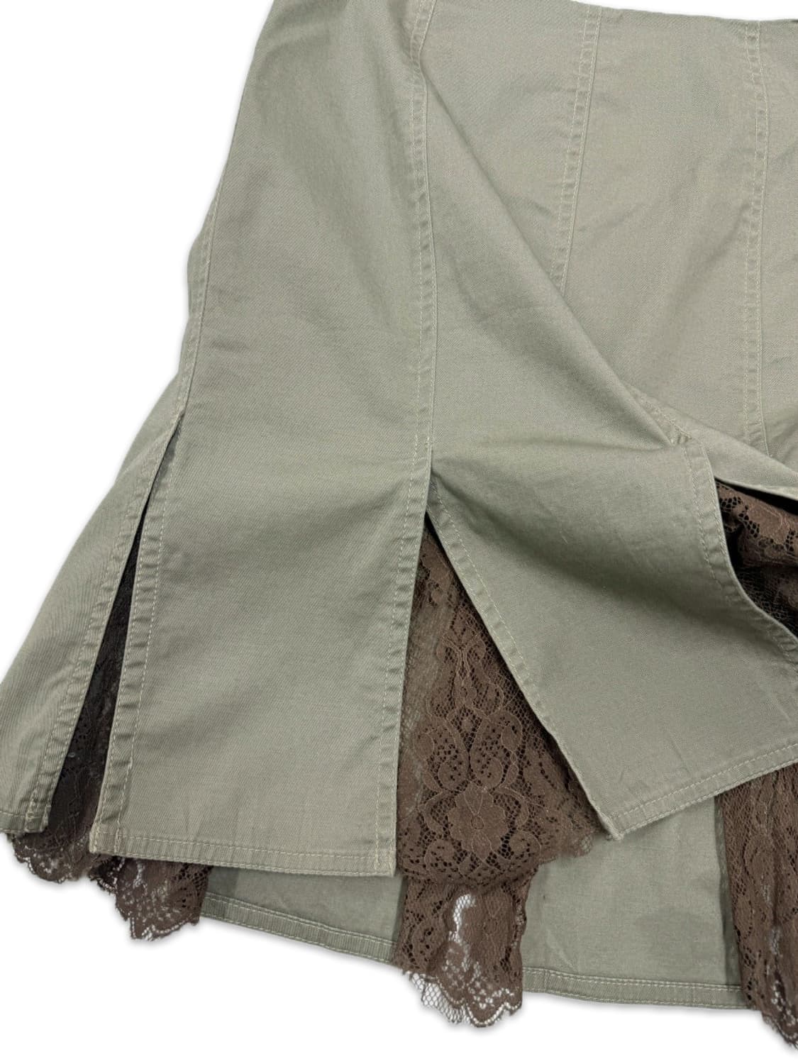 빈티지 카키 브라운 레이스 미디 스커트 상품이미지3
