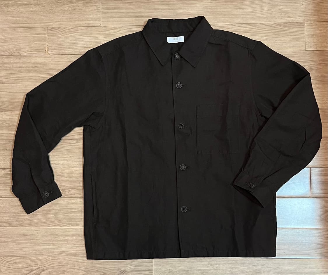 유니클로 코튼리넨셔츠재킷 다크브라운 L 상품이미지1