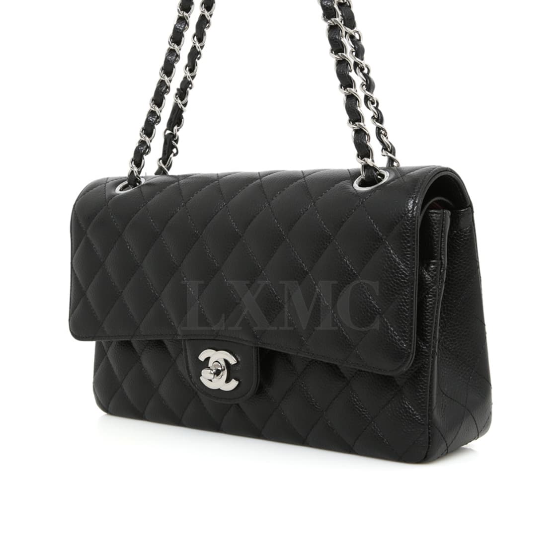 샤넬 클래식 캐비어 미듐 블랙 은장 체인백 A01112 상품이미지3